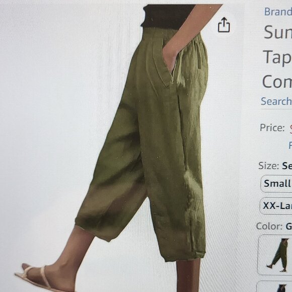 NEW NWT! ROUCHA PROSE PANTS CROPPED CARROT LEG ELASTIC WAIST LINEN-BLEND sz D